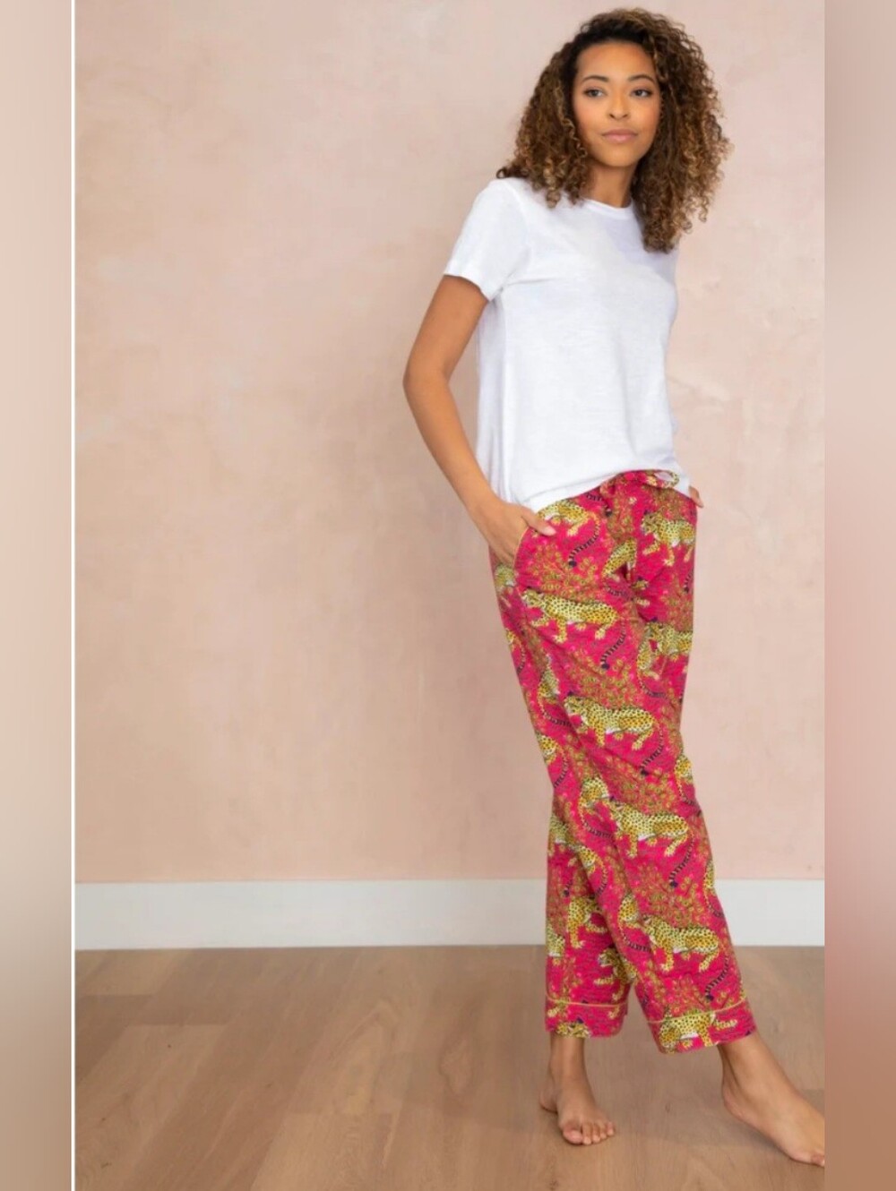 Printfresh PJ Pants In Bagheera Leopard Print Size 1X Pink